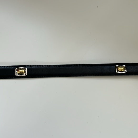 Brighton Slim Black Leather Belt with Gold and Silver # 4A303 - Picture 9 of 10